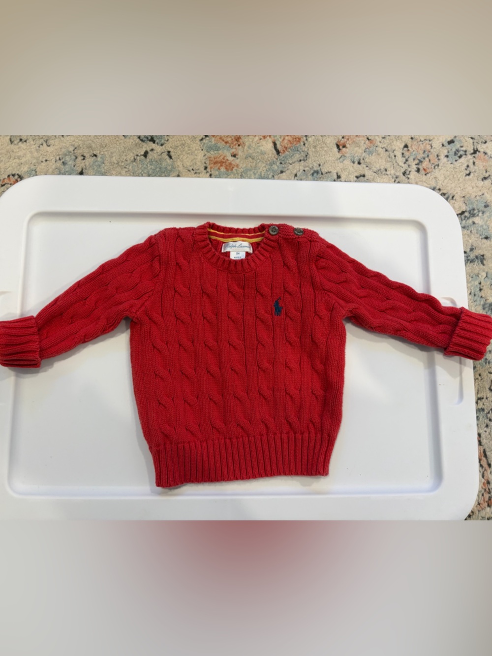 Ralph Lauren Red Cable-Knit Baby Sweater